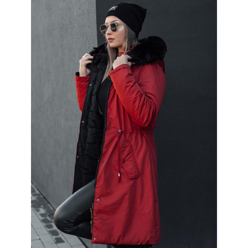 Dámská zimní parka TRENDNEL oboustranná s kapucí červená