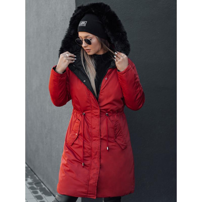 Dámská zimní parka TRENDNEL oboustranná s kapucí červená