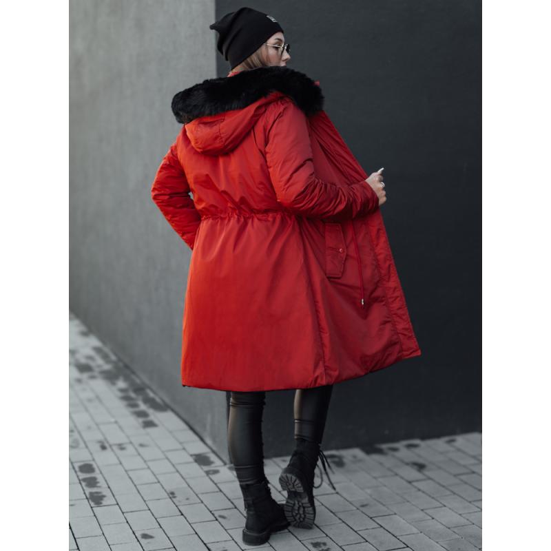 Dámská zimní parka TRENDNEL oboustranná s kapucí červená
