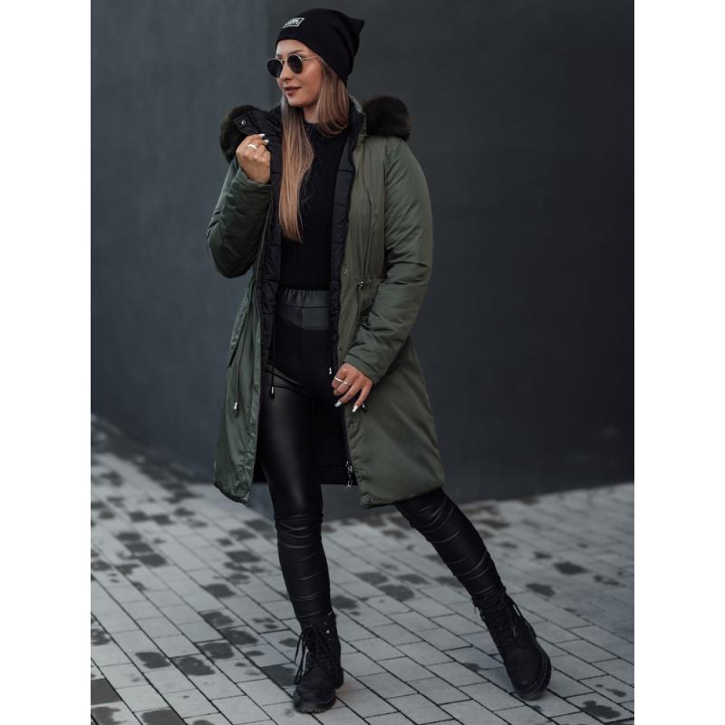 Dámská zimní bunda TRENDNEL oboustranná s kapucí zelená