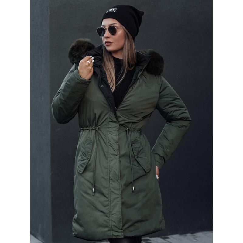 Dámská zimní bunda TRENDNEL oboustranná s kapucí zelená