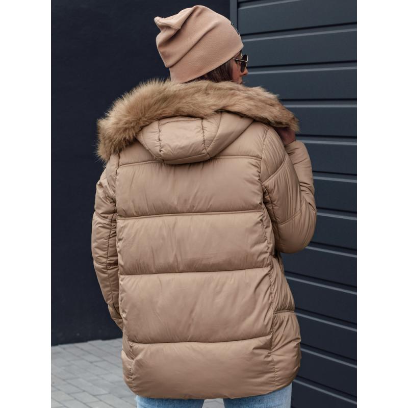 Dámská zimní bunda NORDKOLL prošívaná s kapucí béžová