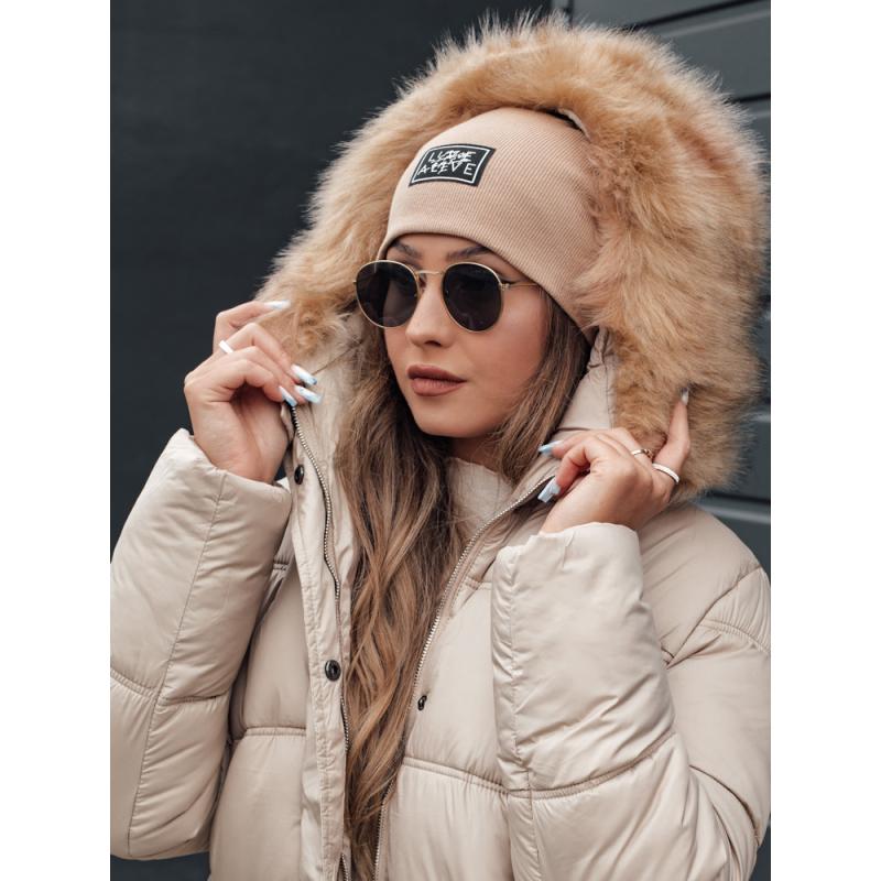 Dámská zimní bunda NORDKOLL prošívaná s kapucí světle béžová