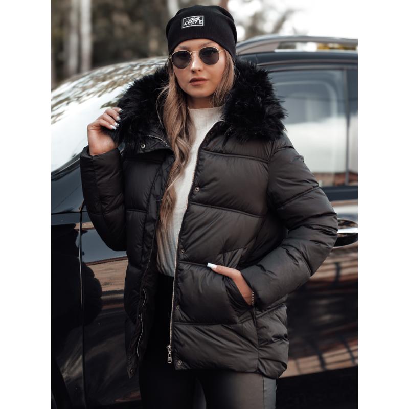 Dámská zimní bunda NORDKOLL prošívaná s kapucí černá