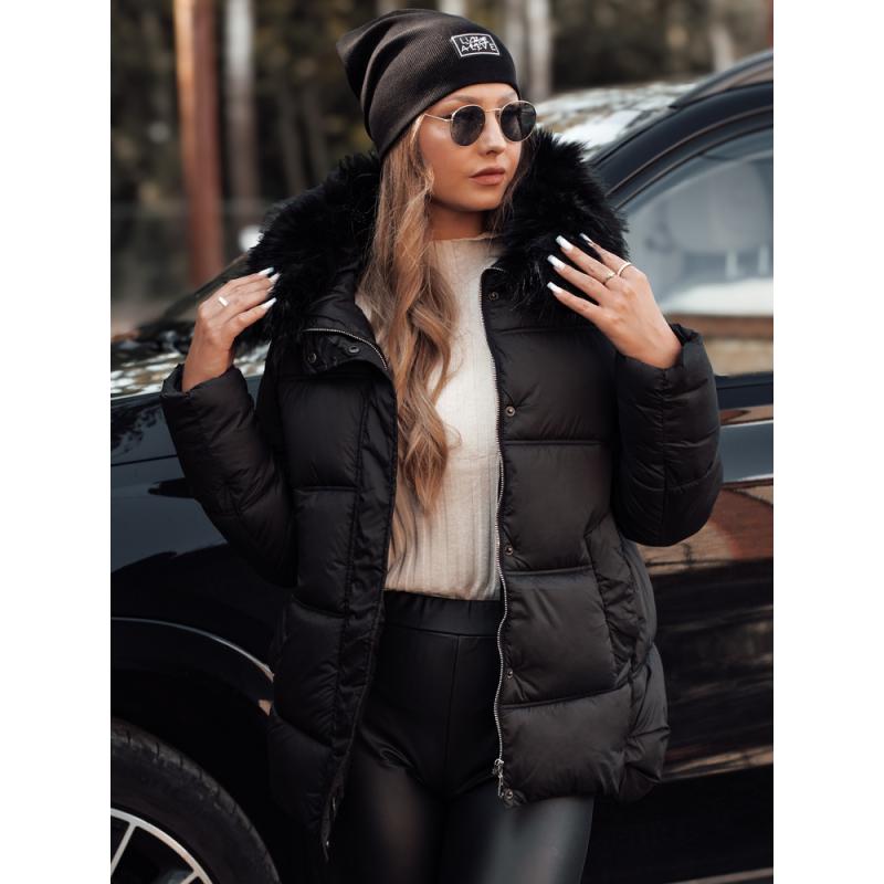 Dámská zimní bunda NORDKOLL prošívaná s kapucí černá