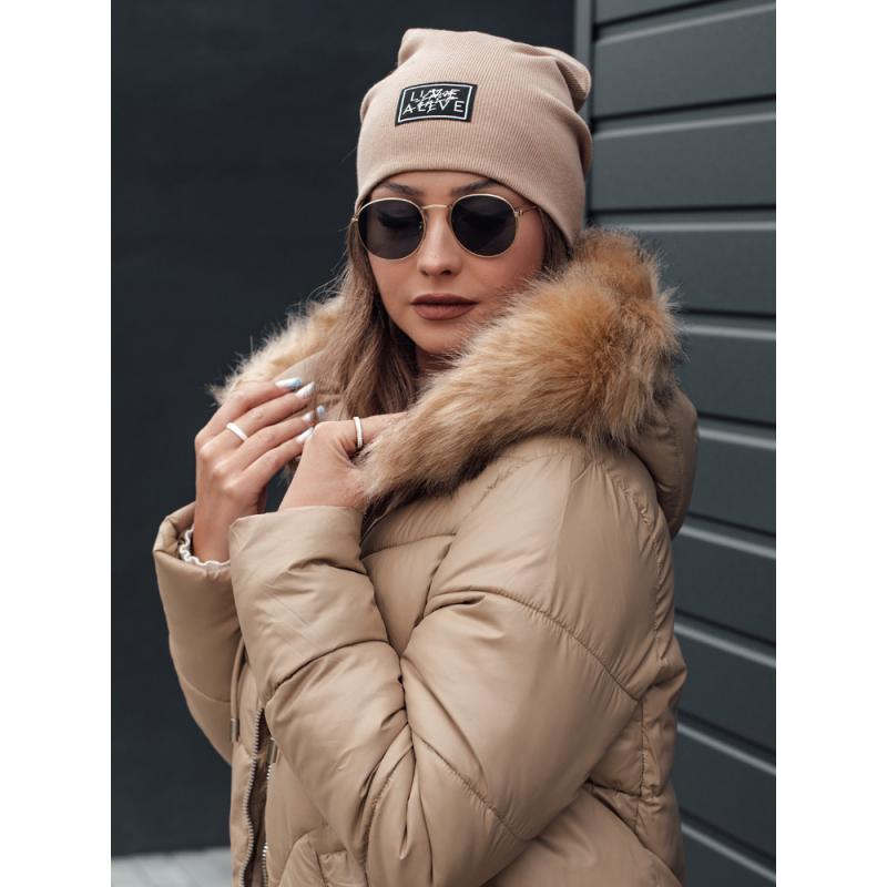 Dámska zimná bunda MELOMA prešívaná s kapucňou béžová