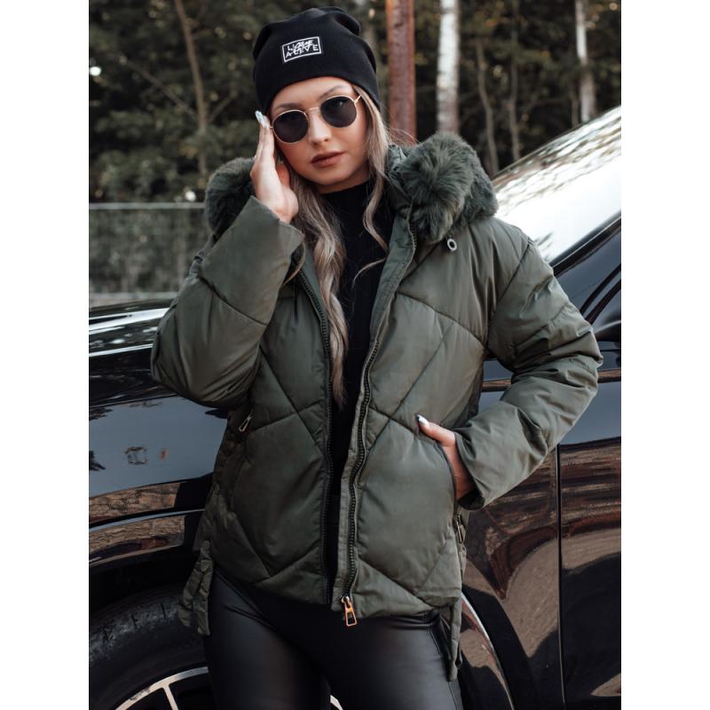 Dámská prošívaná zimní bunda MODIVA s kapucí dámská zelená