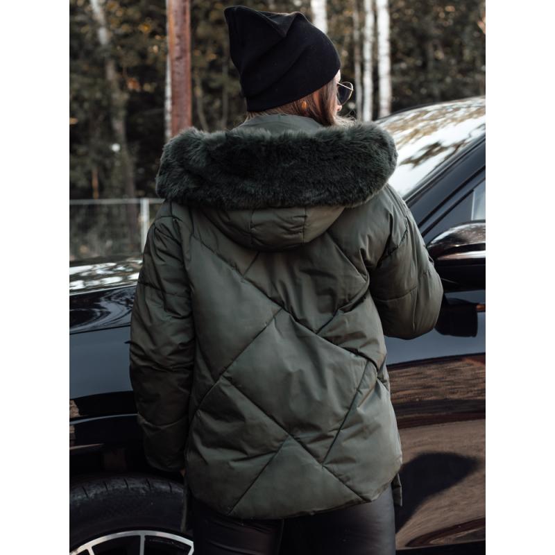 Dámská prošívaná zimní bunda MODIVA s kapucí dámská zelená