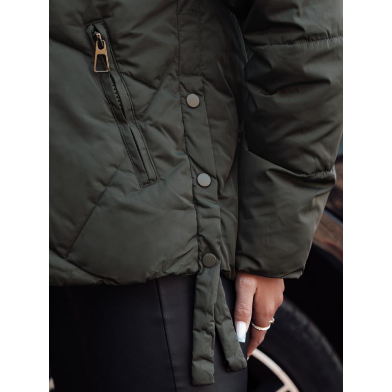 Dámská prošívaná zimní bunda MODIVA s kapucí dámská zelená