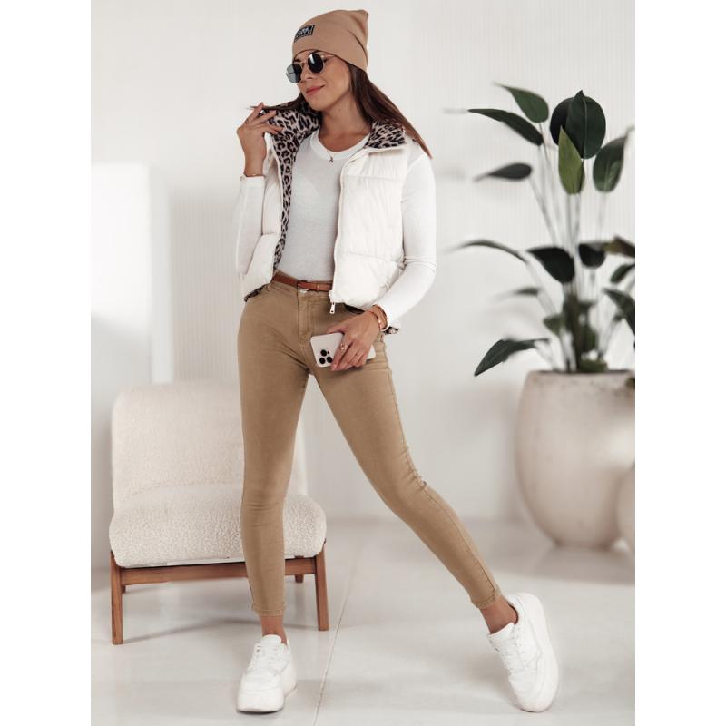 Női CLARET farmer nadrág övvel szett bézs színű