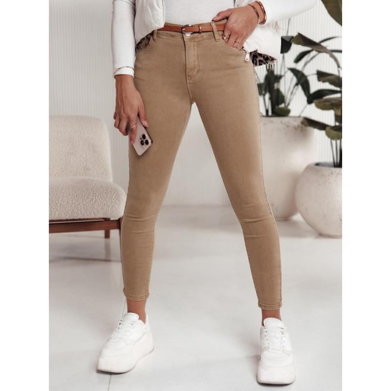 Női CLARET farmer nadrág övvel szett bézs színű