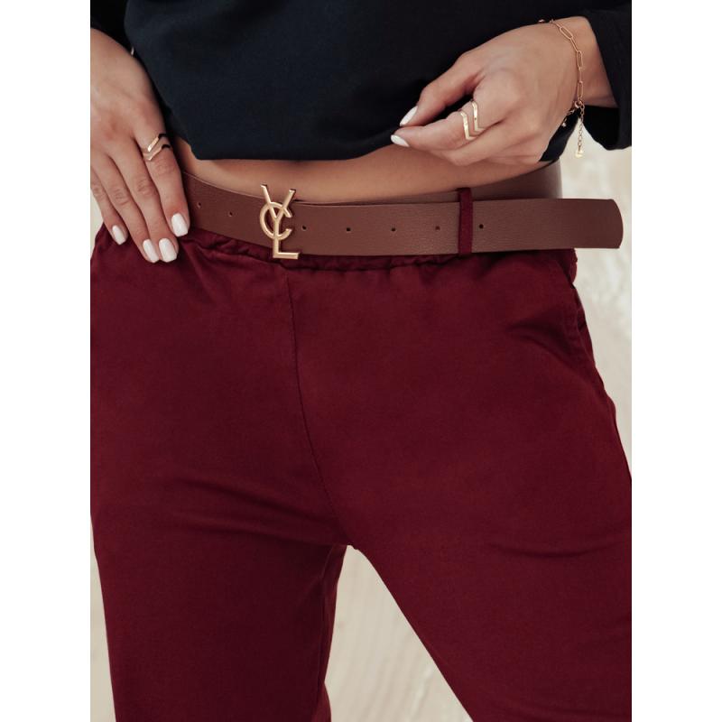 Női túlméretes nadrág ELEGANTENO övvel bordó