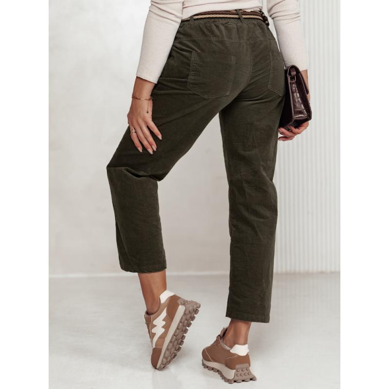 Női kordbársony nadrág egy méretben FEMCORD övvel olívazöld