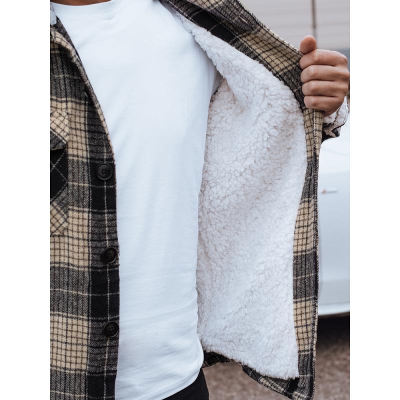 Pánská zateplená bunda s kapucí béžová