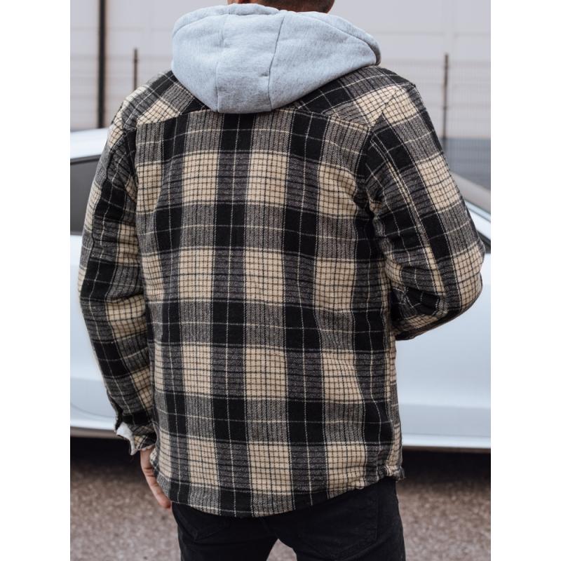 Pánská zateplená bunda s kapucí béžová