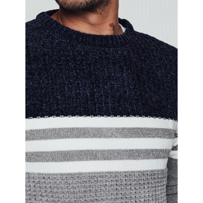 Pánsky pruhovaný sivý sveter