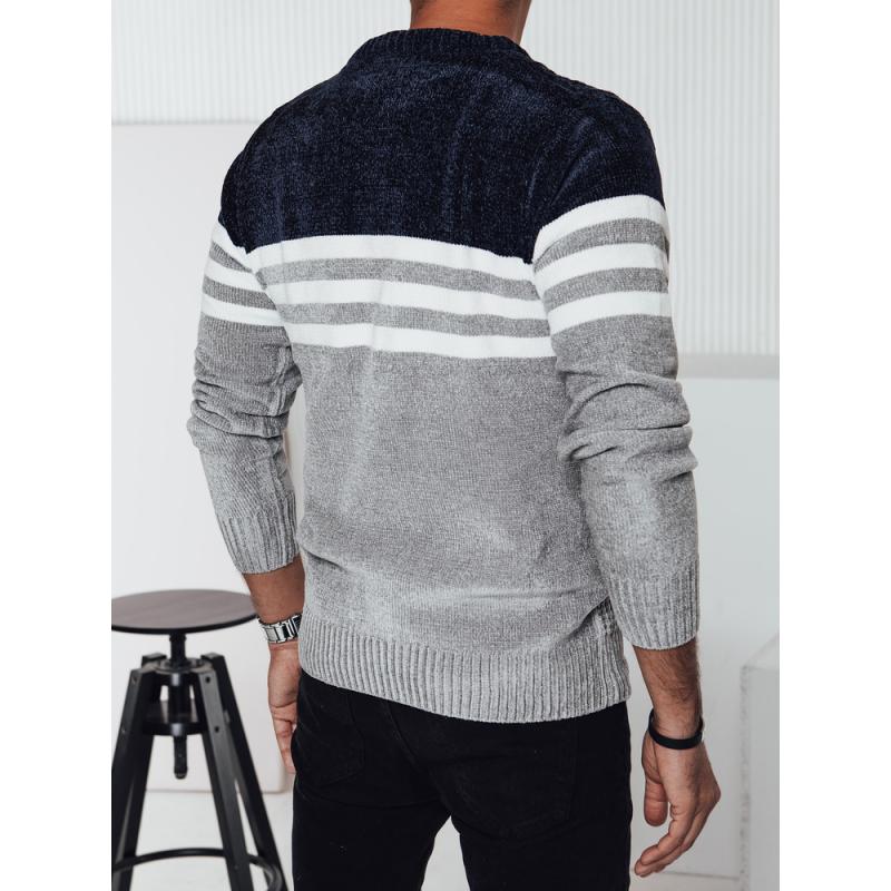 Pánsky pruhovaný sivý sveter