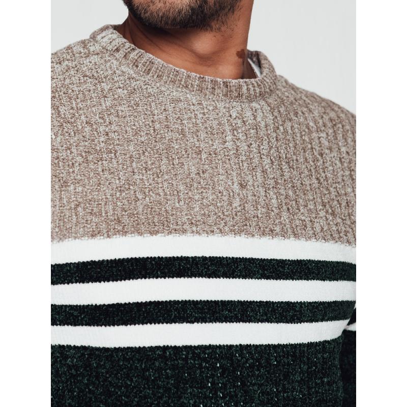 Pánsky pruhovaný zelený sveter