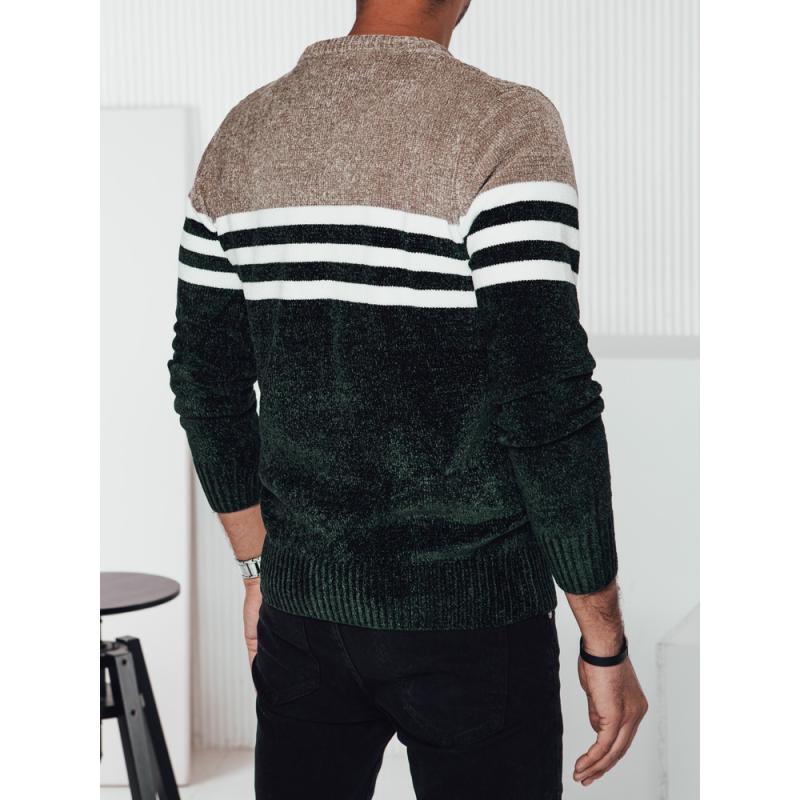 Pánsky pruhovaný zelený sveter