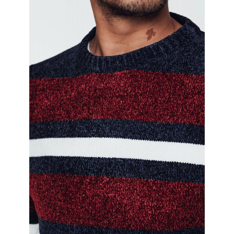 Pánsky červený pruhovaný sveter