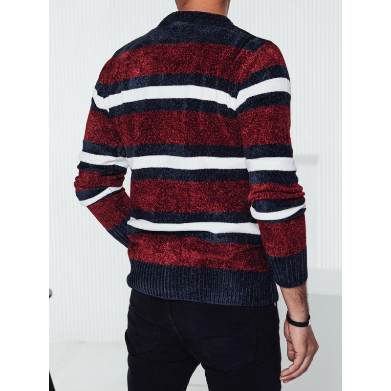 Pánsky červený pruhovaný sveter