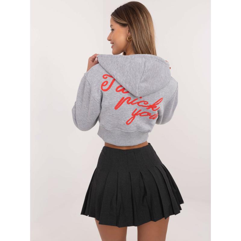 Šedá melanžová rozepínací mikina se zateplenou kapucí