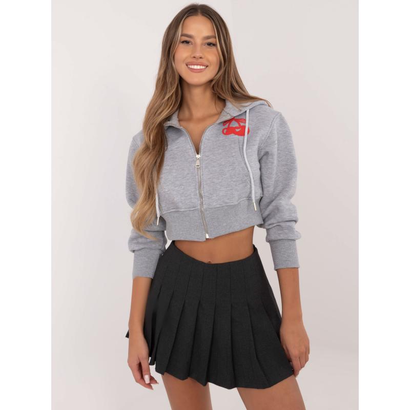 Šedá melanžová rozepínací mikina se zateplenou kapucí