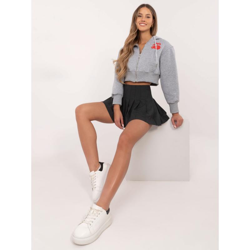 Šedá melanžová rozepínací mikina se zateplenou kapucí