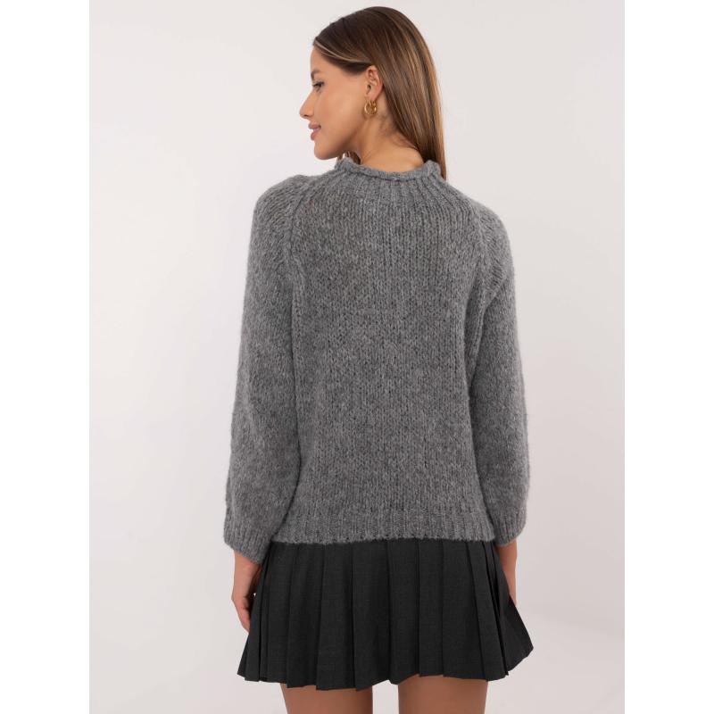 Tmavě šedý oversize svetr s buffovými rukávy