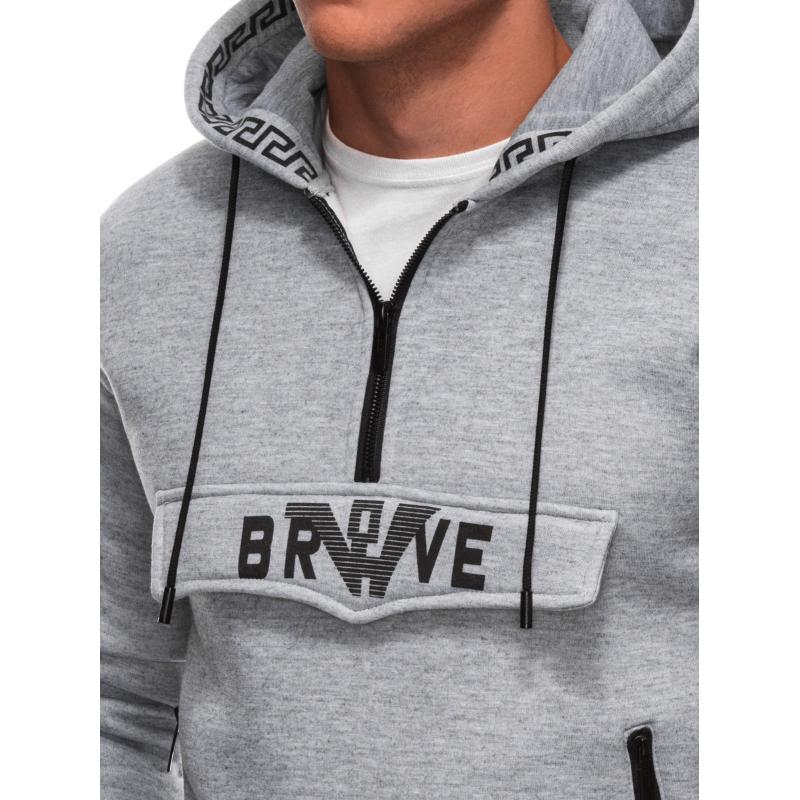 Pánská mikina na zip B1698 - šedá