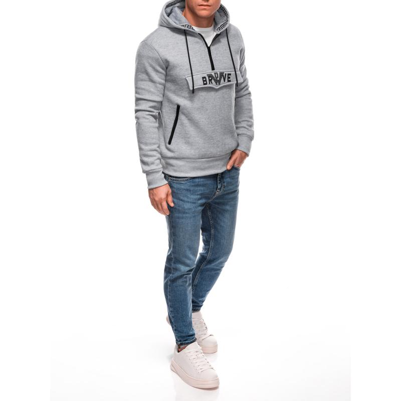 Pánská mikina na zip B1698 - šedá