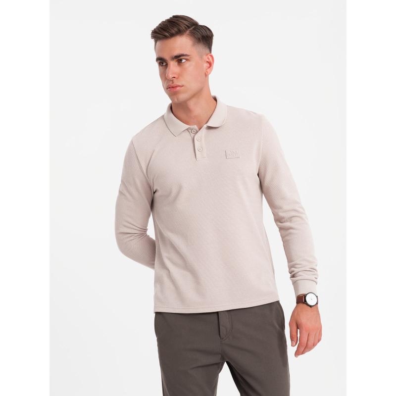 Férfi strukturált hosszú ujjú pólóing applikációval - hamvas V3