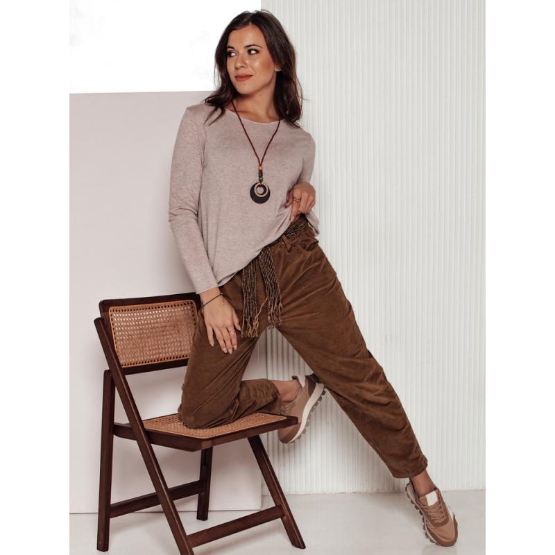 Dámské kalhoty jedné velikosti SOFTYLA s páskem velbloudí barva