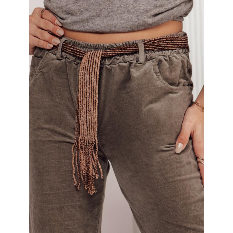 Dámské kalhoty SOFTYLA jedné velikosti s páskem khaki barva