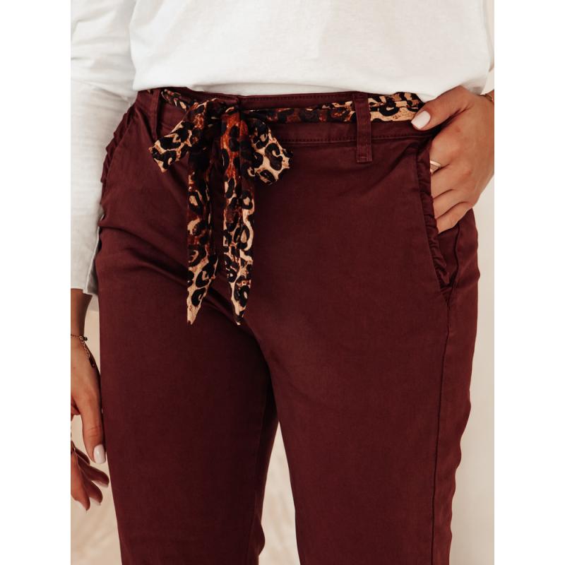 Női CHARMYOU farmer nadrág övvel burgundi