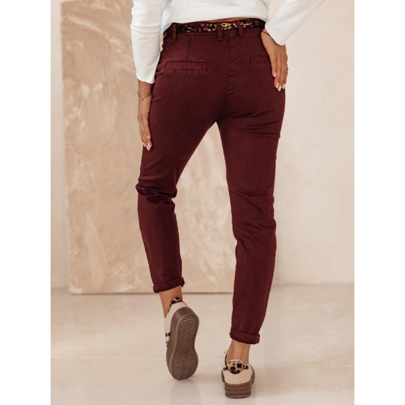 Női CHARMYOU farmer nadrág övvel burgundi