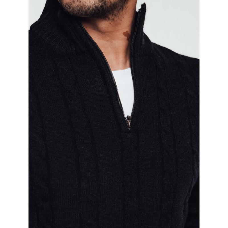 Pánský svetr s rozšířeným límcem černý