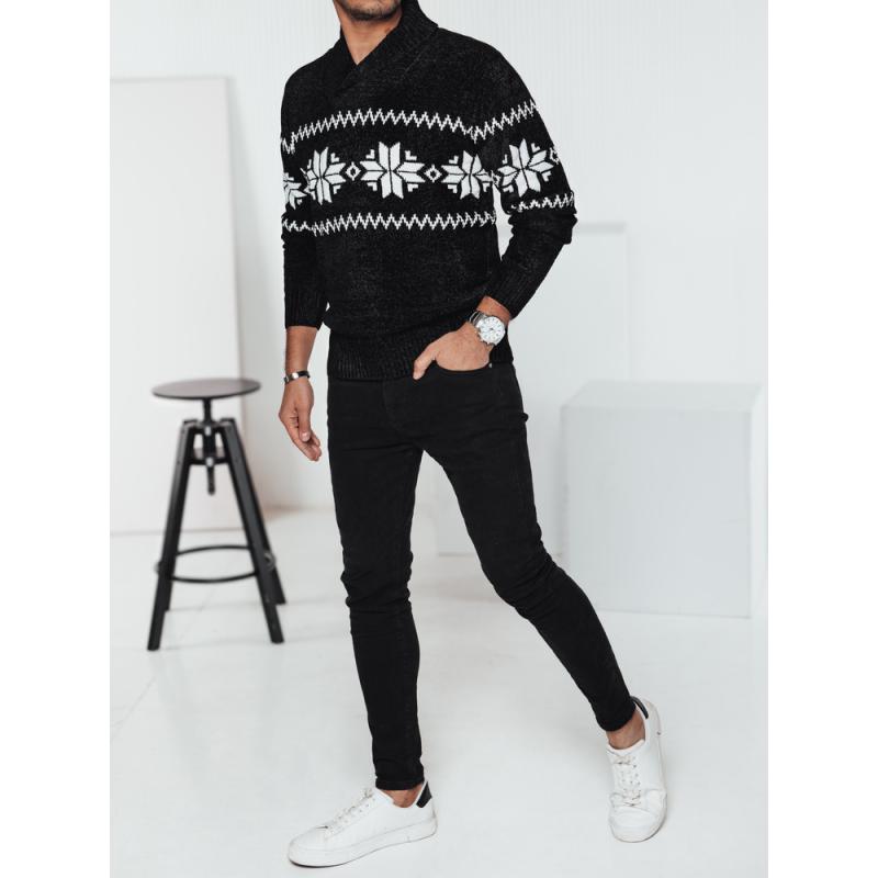 Pánský svetr s límečkem černý