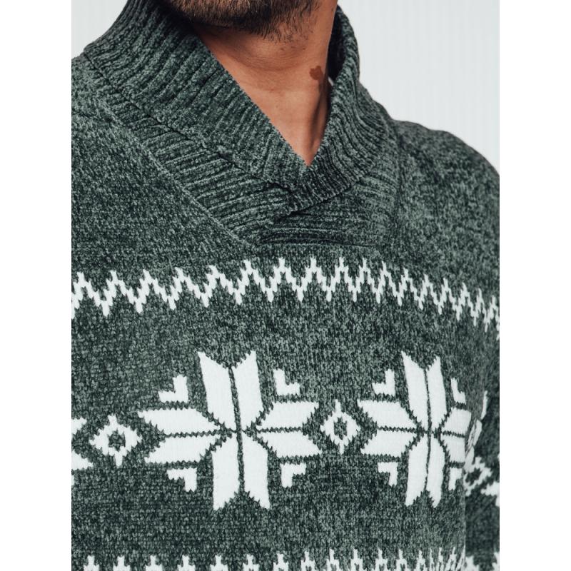 Pánský svetr se zeleným límcem