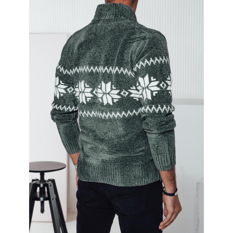 Pánský svetr se zeleným límcem