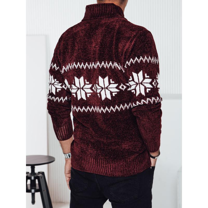 Pánský svetr s vínovým límcem