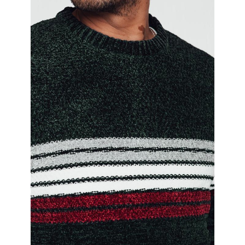 Pánský pruhovaný svetr zelený