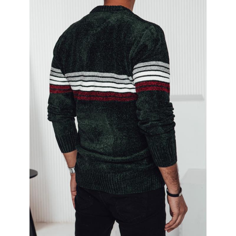 Pánský pruhovaný svetr zelený