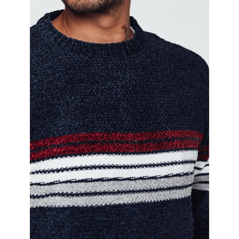 Pánský pruhovaný tmavě modrý svetr