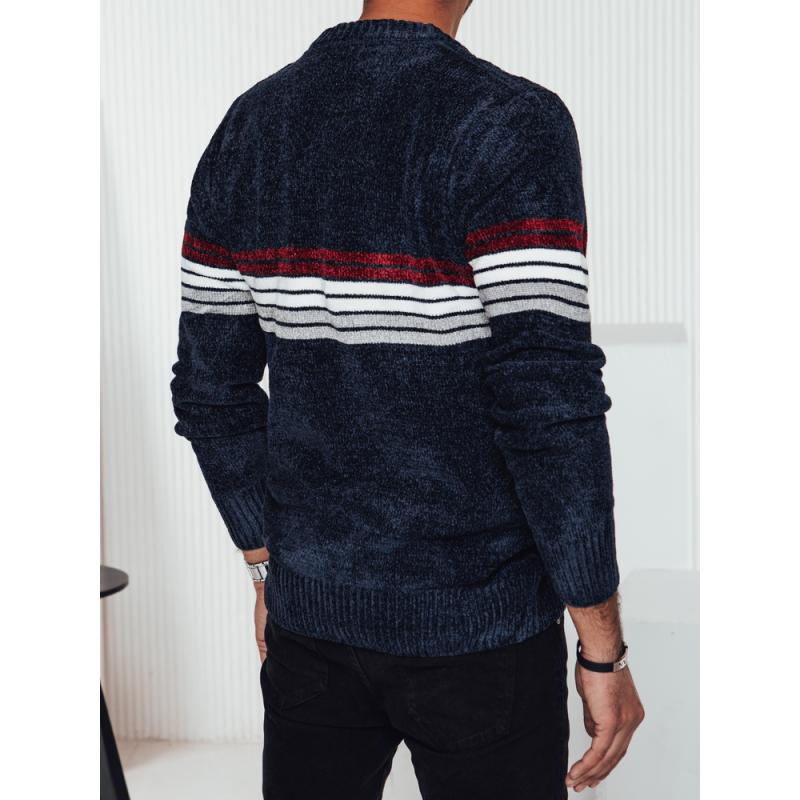 Pánský pruhovaný tmavě modrý svetr
