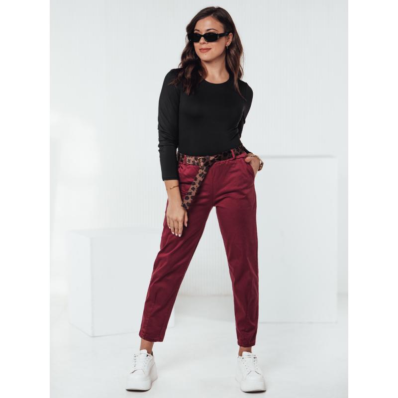 Jedna velikost dámských kalhot LEOCINCIN s páskem vínová