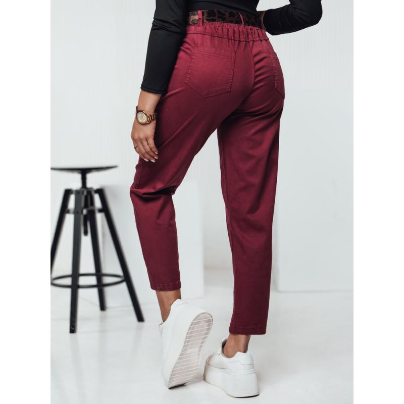 Jedna velikost dámských kalhot LEOCINCIN s páskem vínová