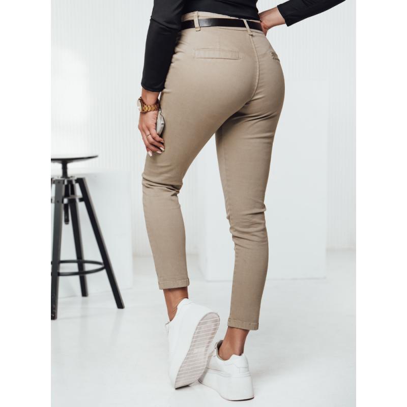 Dámské kalhoty TRENDIOSS s páskem béžové