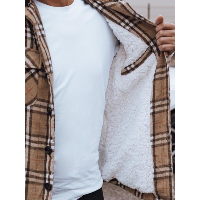 Pánská zateplená bunda s kapucí béžová