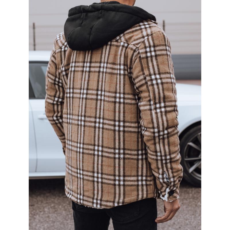 Pánská zateplená bunda s kapucí béžová